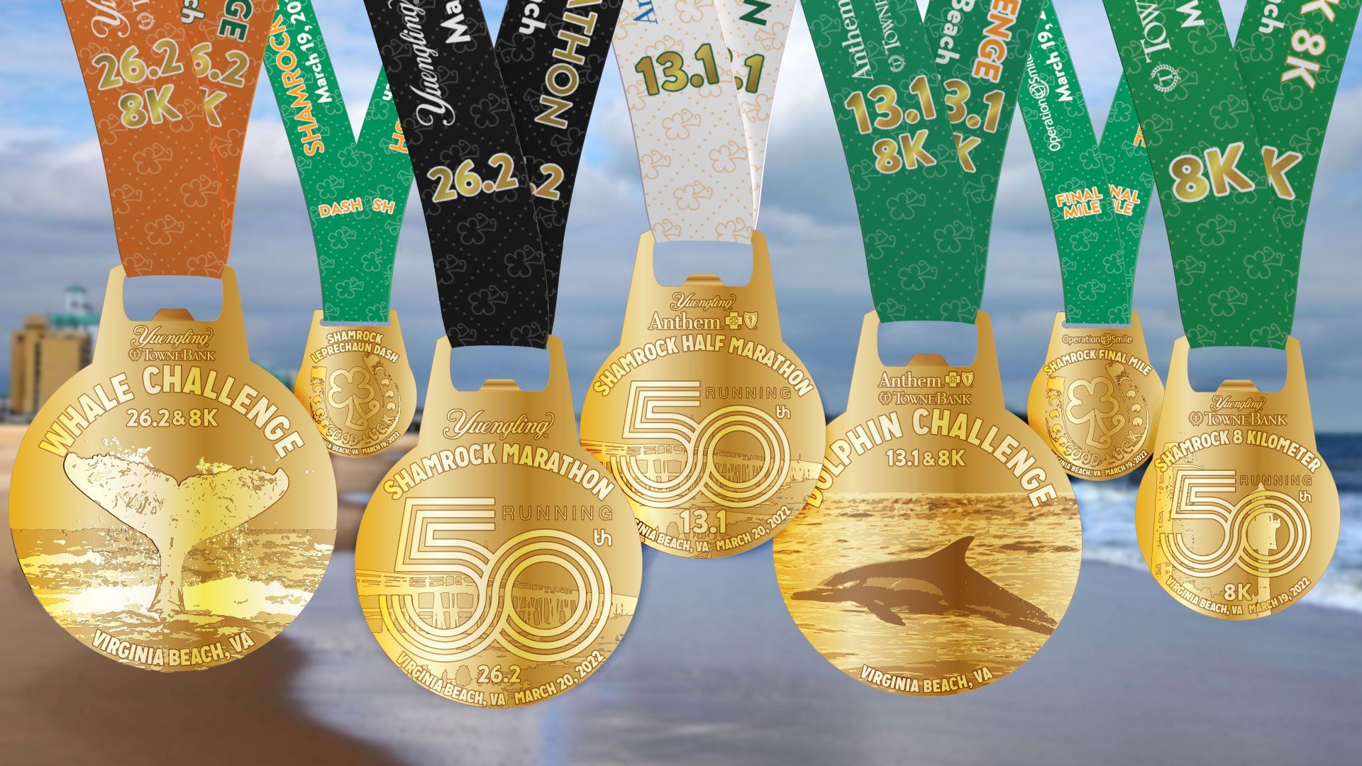 2022 Yuengling Shamrock Marathon Medals