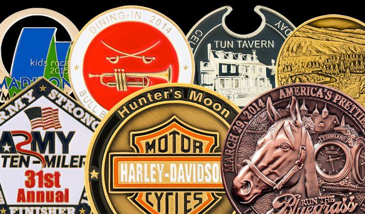 A harley davidson coin with a horse on it