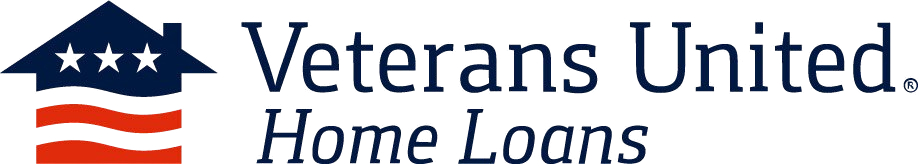 A logo for veterans united home loans with a house and american flag