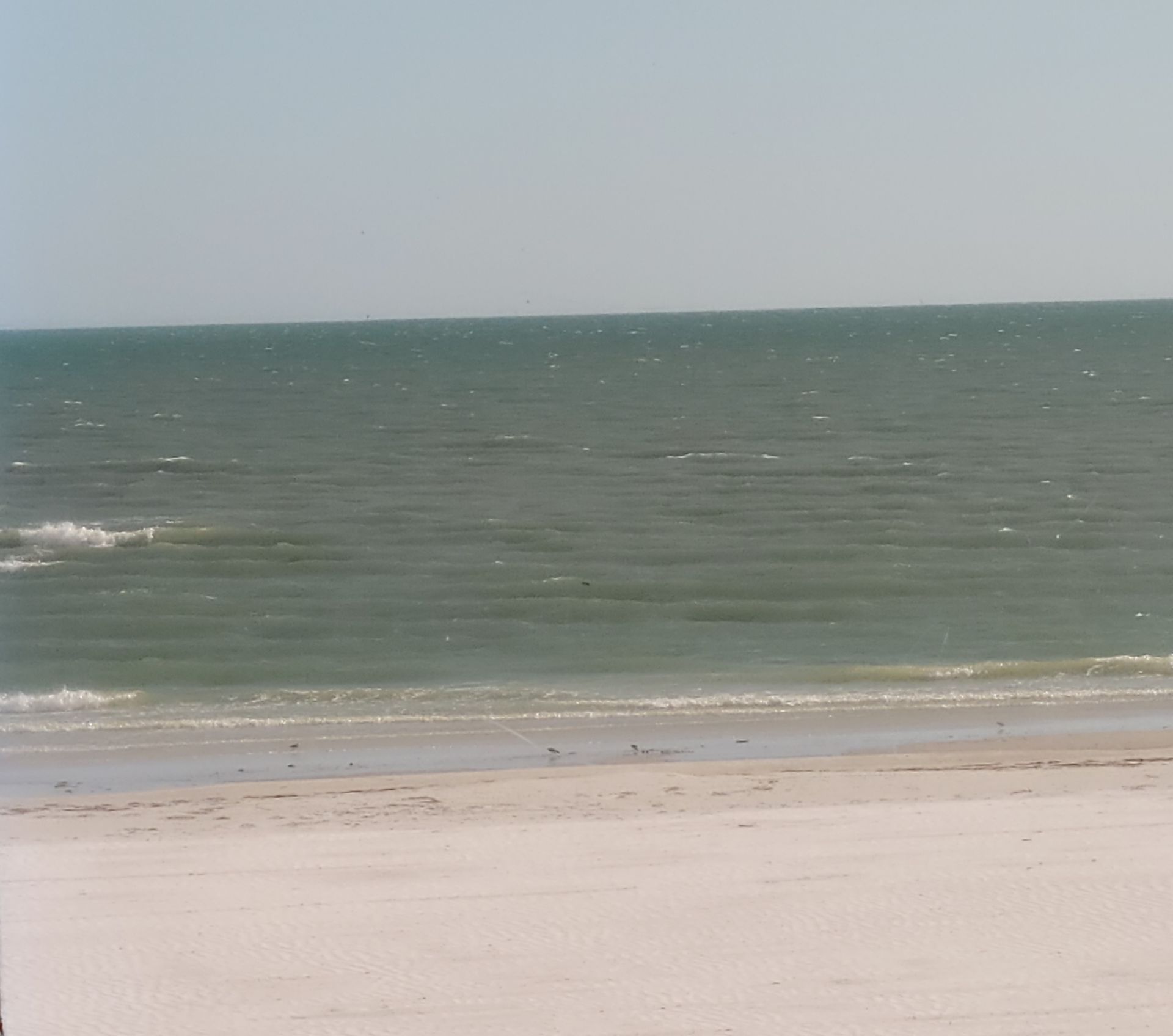 A beach with a large body of water in the background