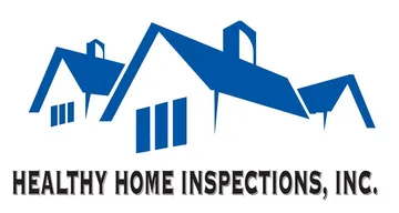 A blue logo for healthy home inspections inc.