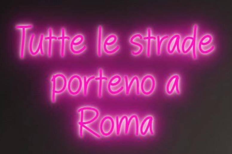 Neon sign in pink lights: 