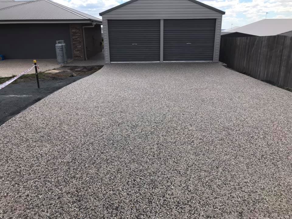 A designed concrete garage driveway in Toowoomba