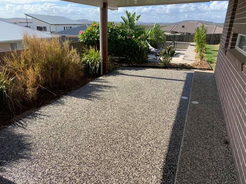 Exposed aggregate concrete patio - Pavement — Concreting in Westbrook, QLD
