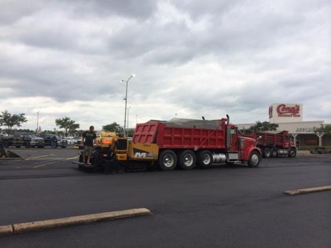 Red Truck With Asphalt — Houston, TX — HEV Asphalt Paving Co.