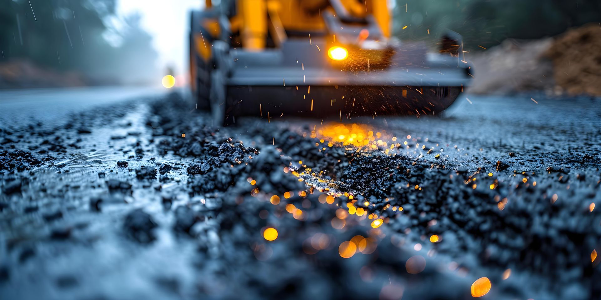 Operating an asphalt paver machine: a worker's role in road construction.