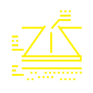 A yellow icon of a triangle on a white background.