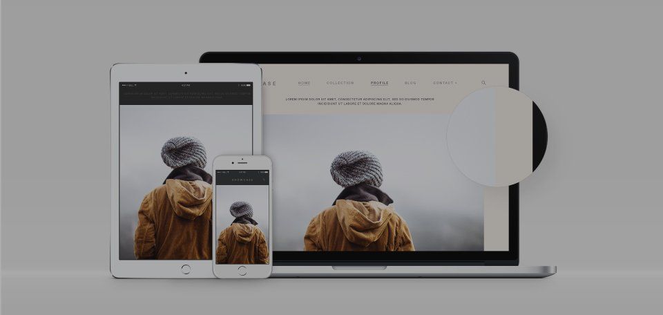 Website auf Laptop, Tablett und Smartphone