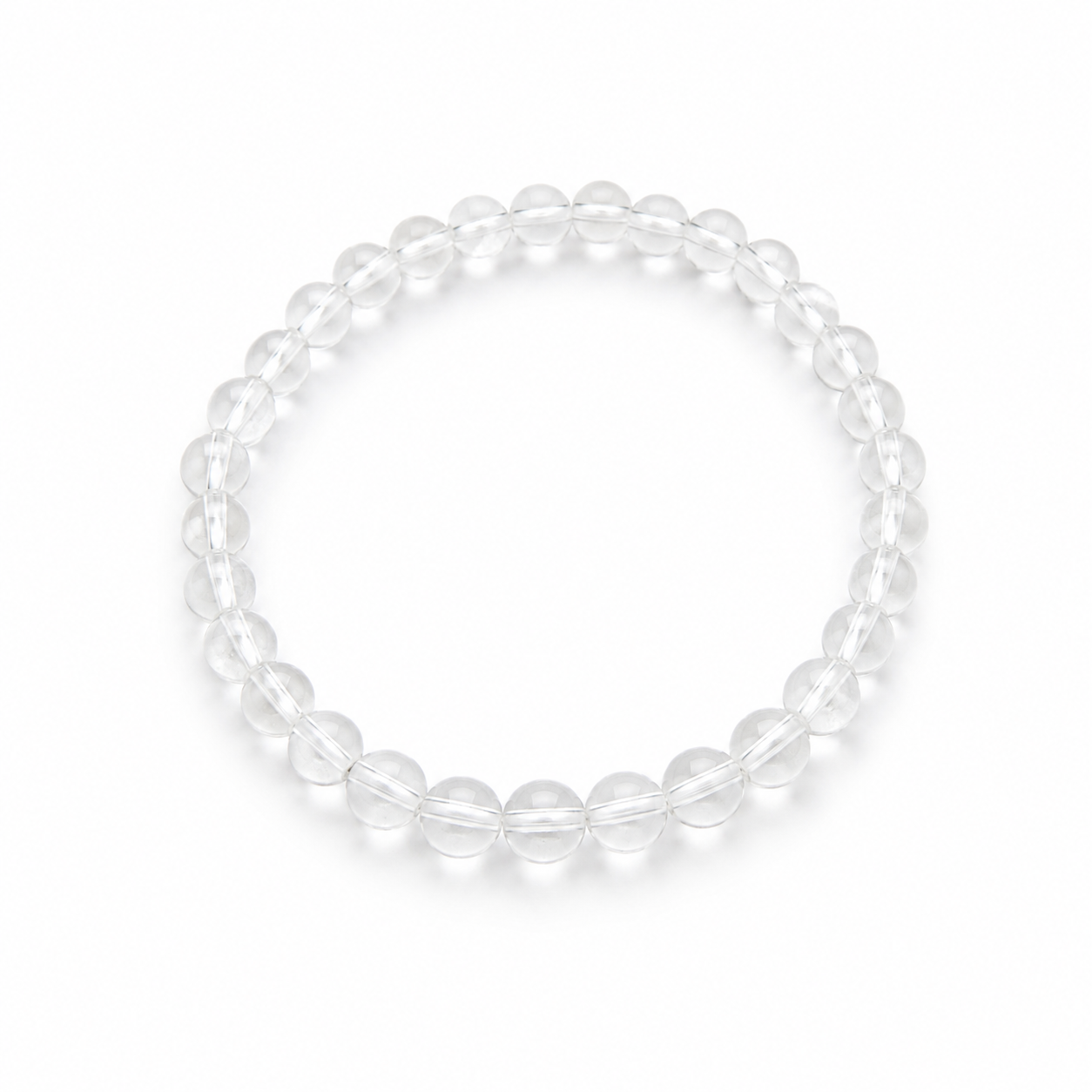 Handgemaakte bergkristal armband met transparante kralen van 6 mm
