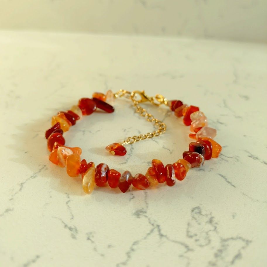 armband carneool chips met verlengkettinkje