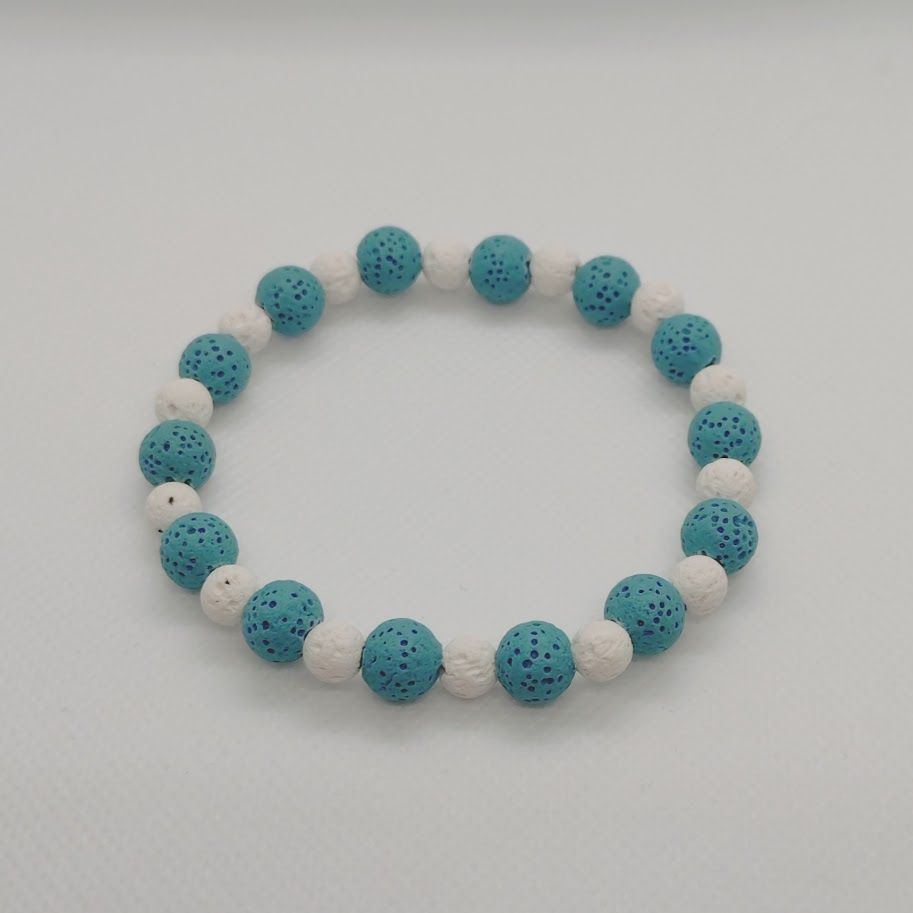 Aromatherapie armband van lavasteen in blauw en wit