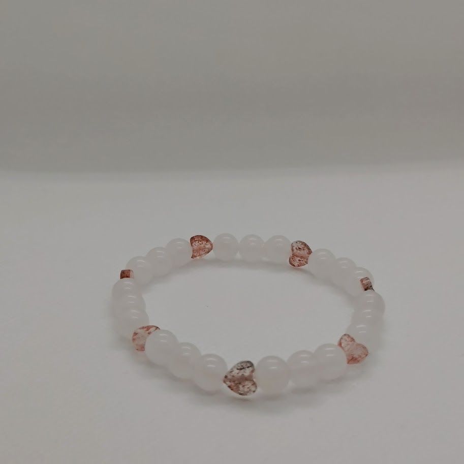 armband rozenkwarts met aardbeienkwarts