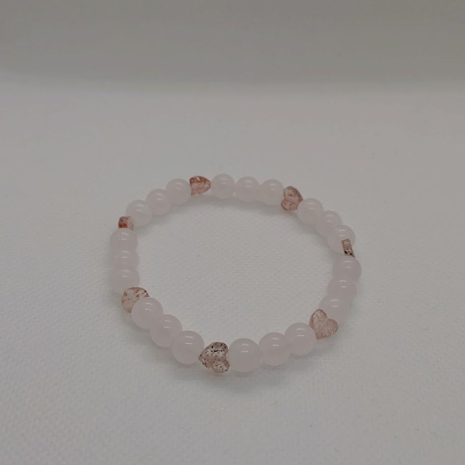 armband rozenkwarts met aardbeienkwarts