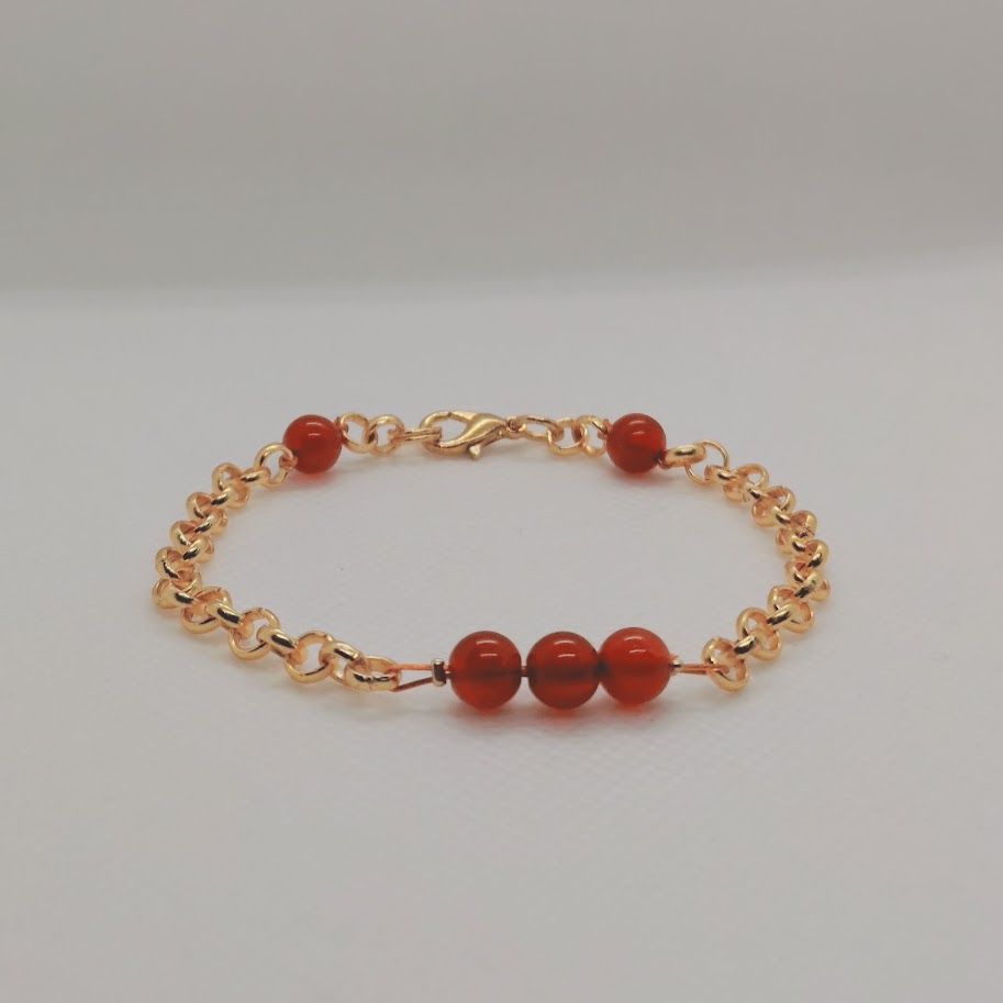 stainless steel met carneool armband