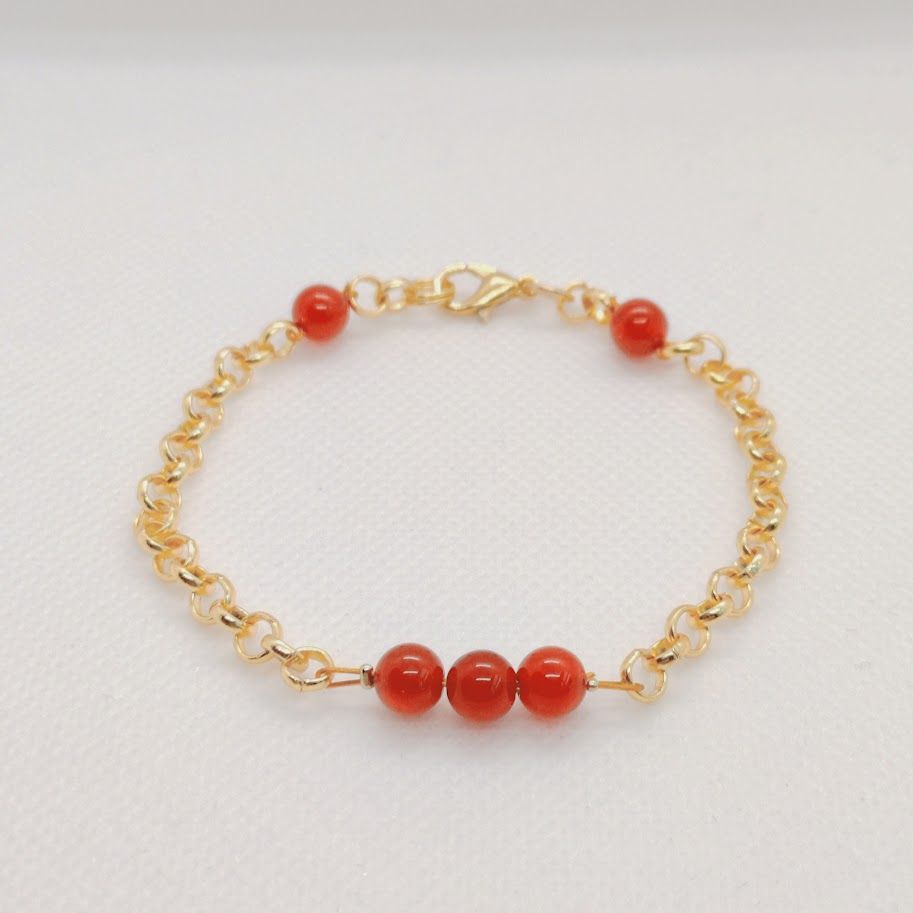 stainless steel met carneool armband