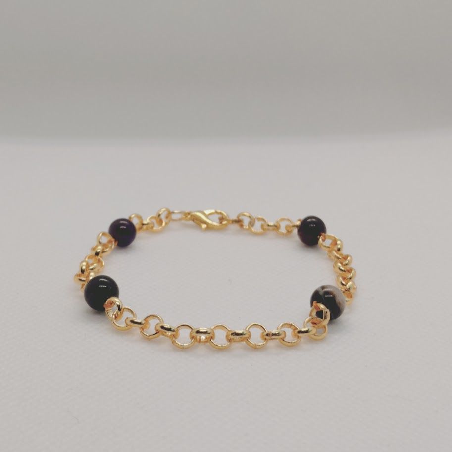 stainless steel met obsidiaan armband