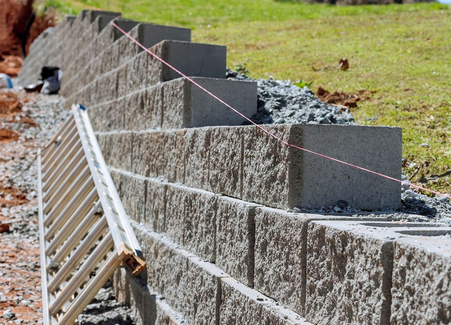 Concrete retaining wall under construction