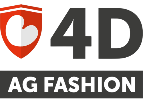 The logo for ag fashion is a shield with a heart on it.