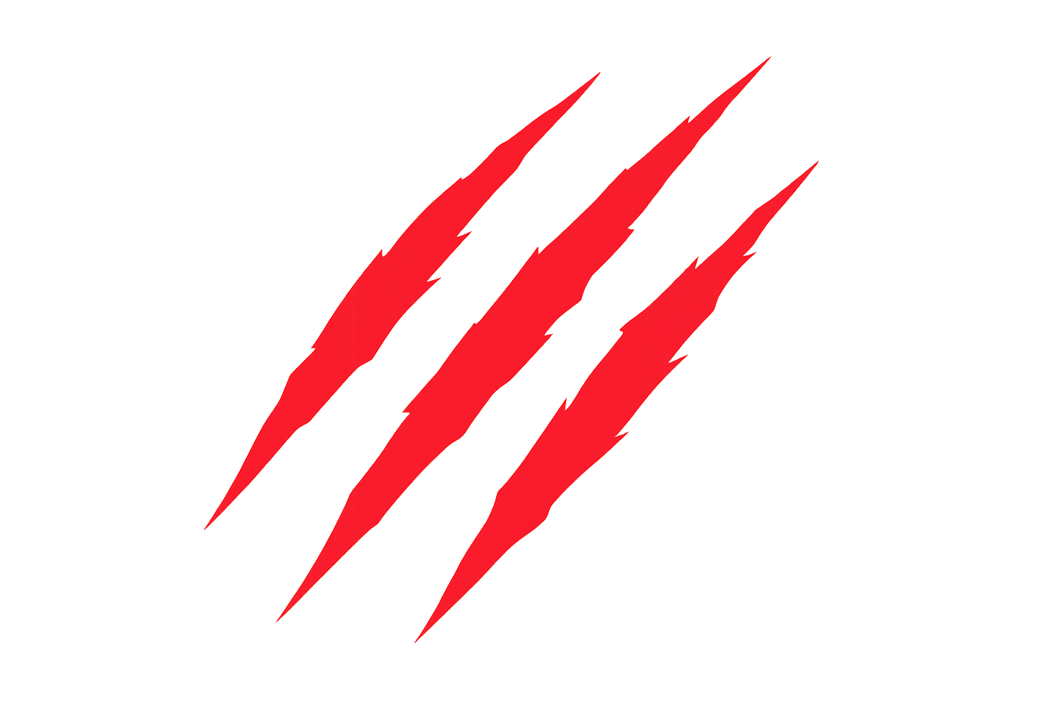 Red claw marks on white background.