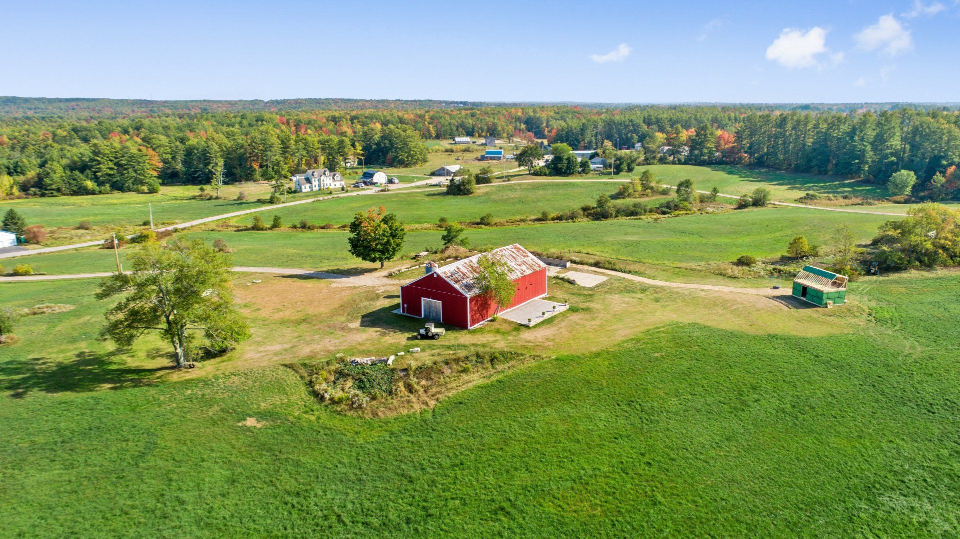 Morning view of the barn and its fields — Dayton, ME — This Old Barn