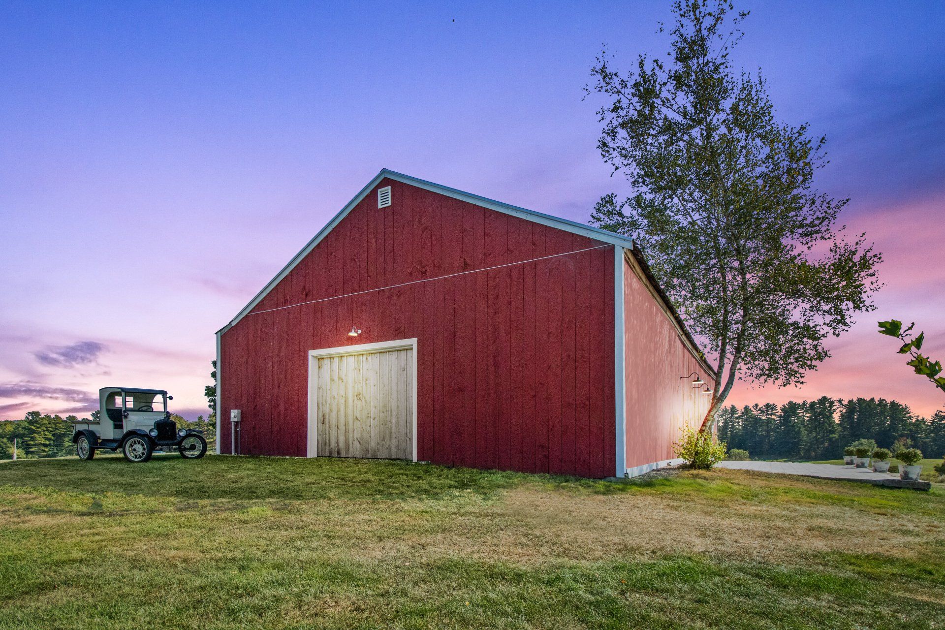 Barn with a classic car — Dayton, ME — This Old Barn