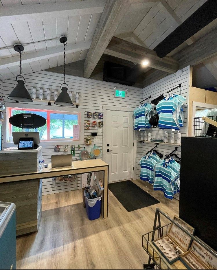 A store with a sign that says exit on it