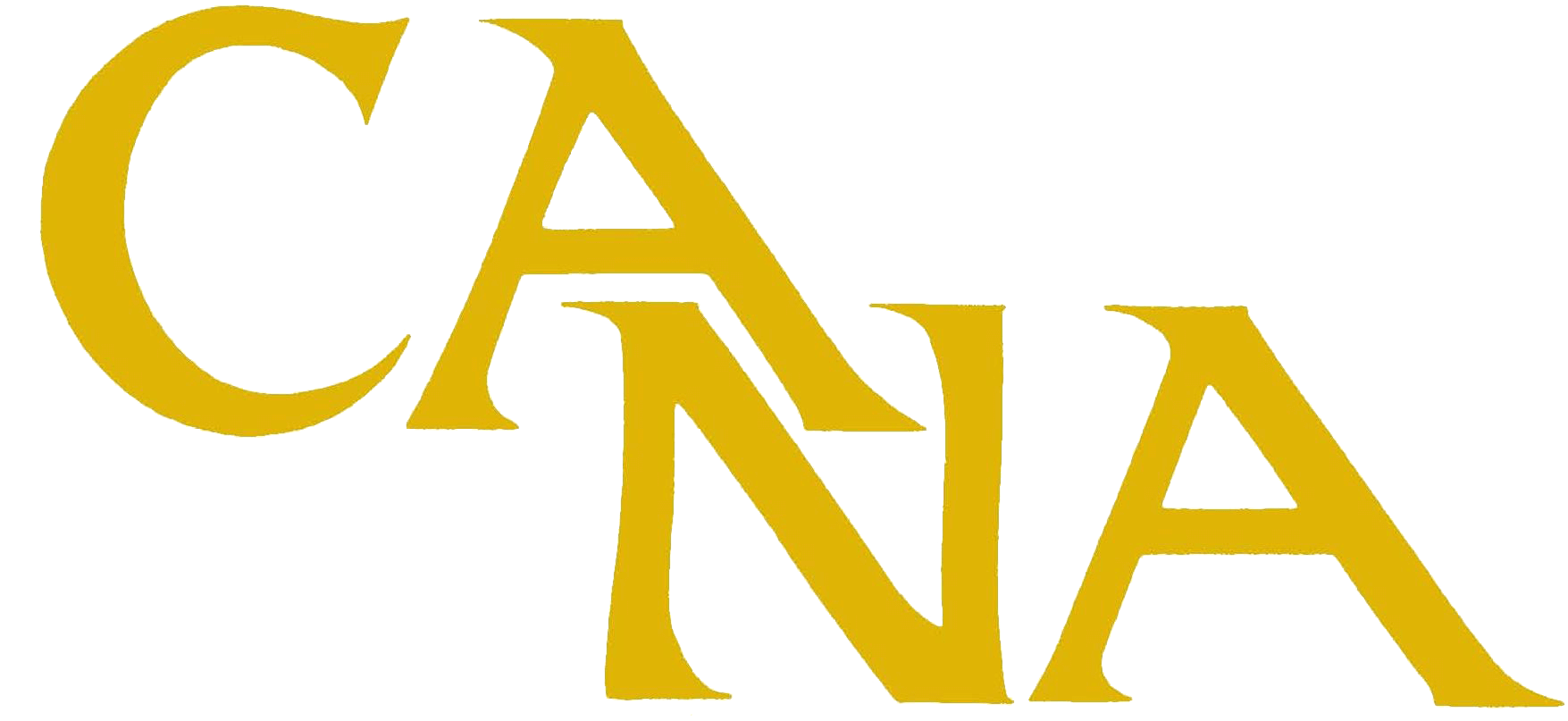 A yellow cana logo on a white background