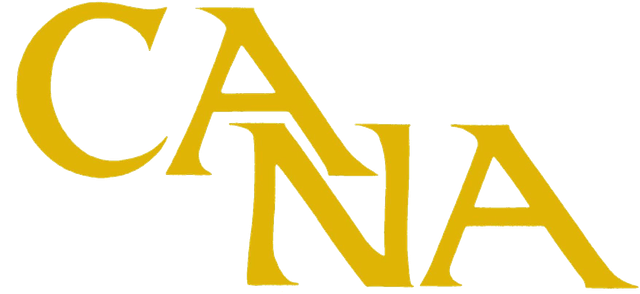 A yellow cana logo on a white background