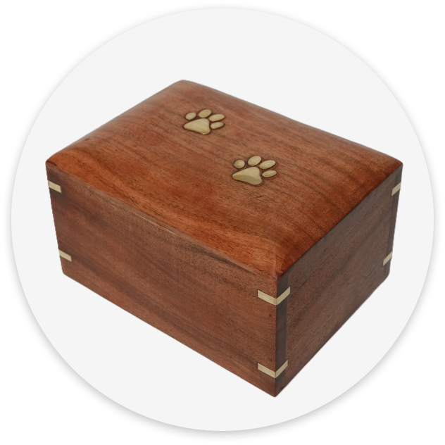 Wood and Brass Paw Print Urn