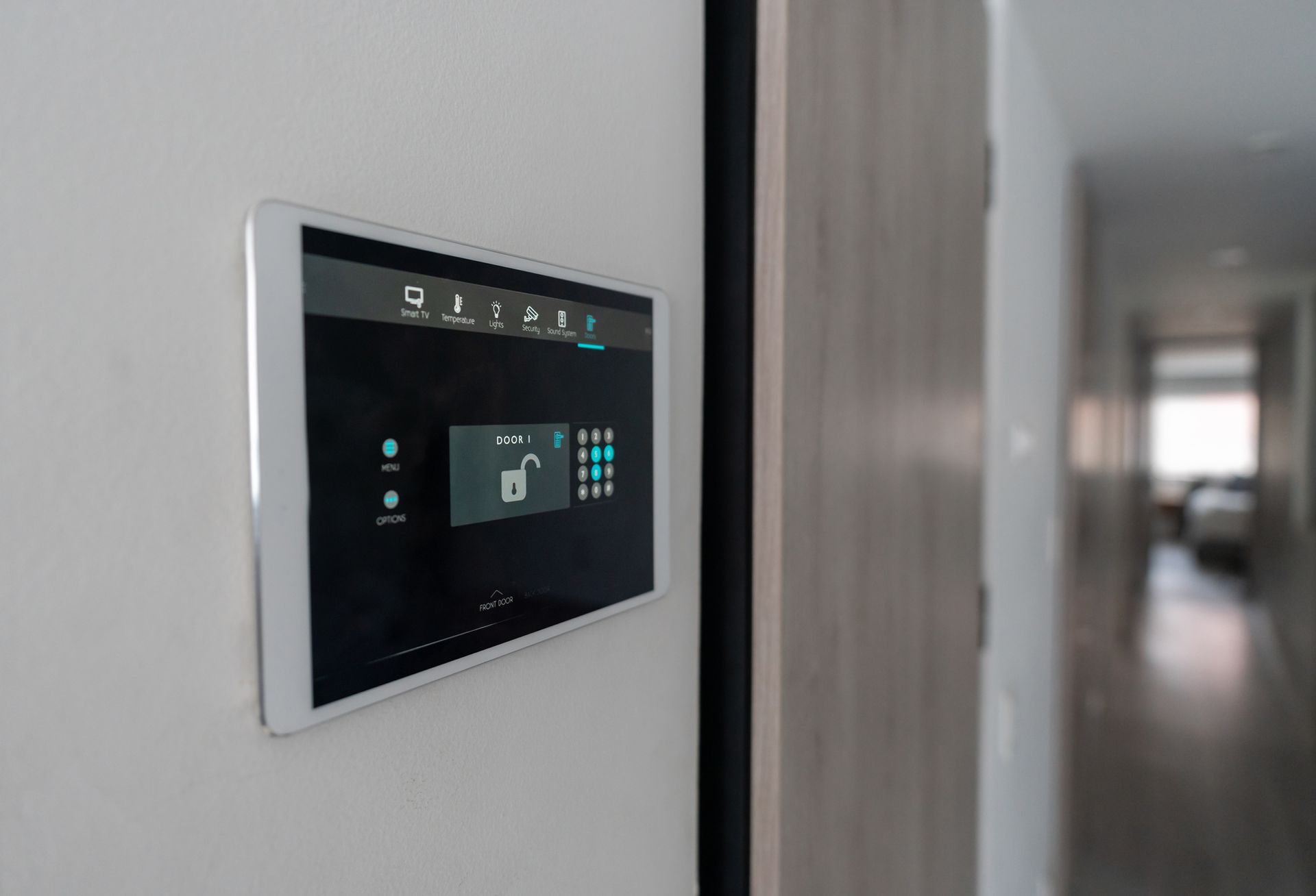 Close-up on an automated security system at a house.