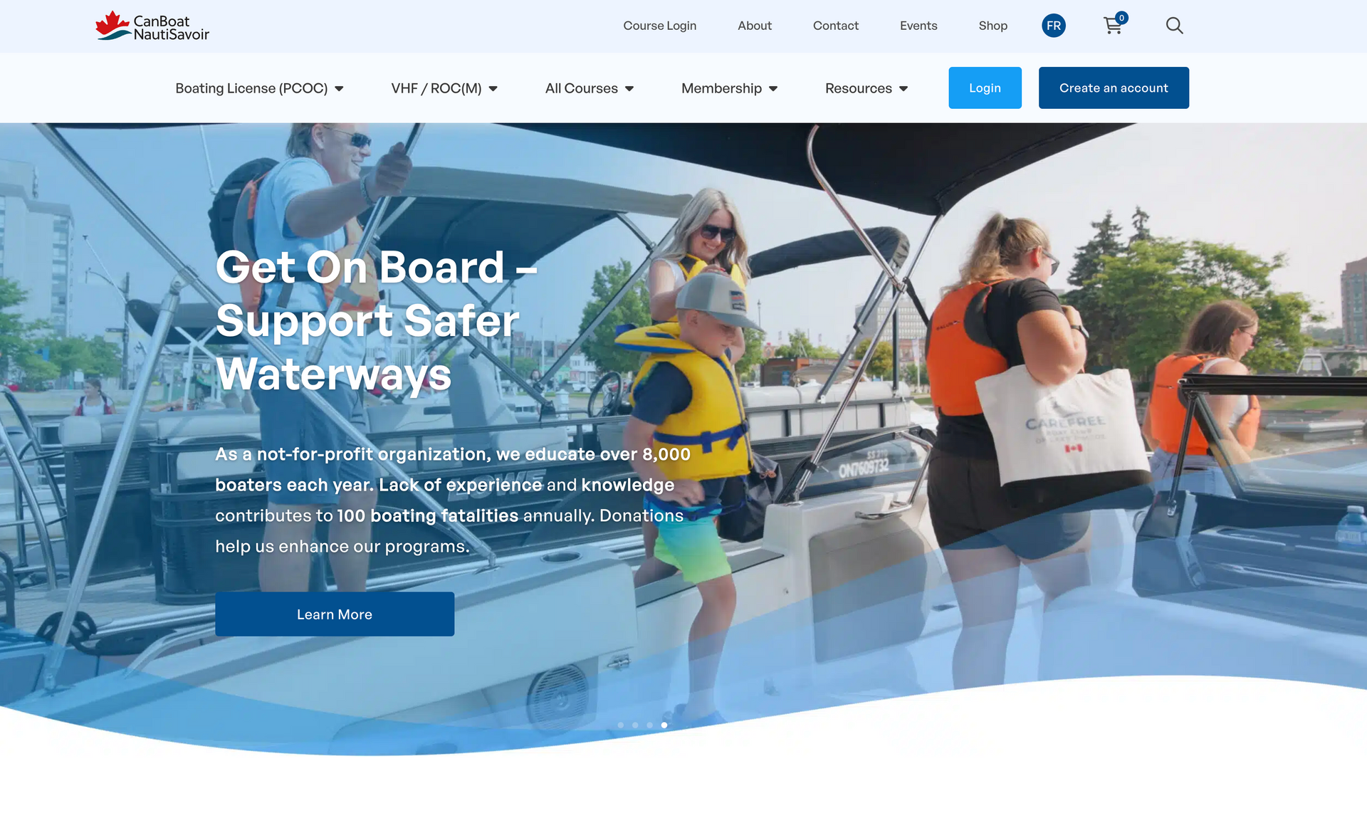 Website homepage with text 