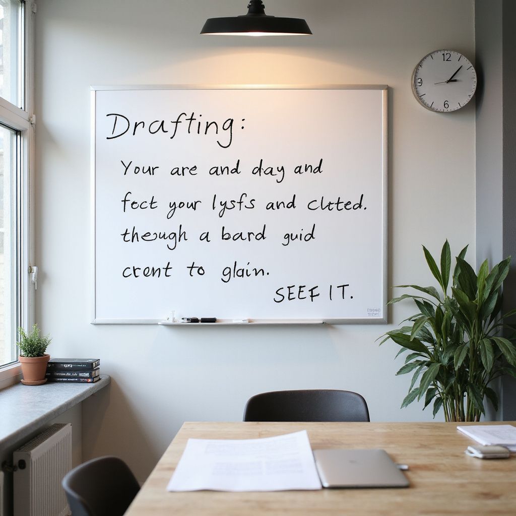 Whiteboard with handwritten text 