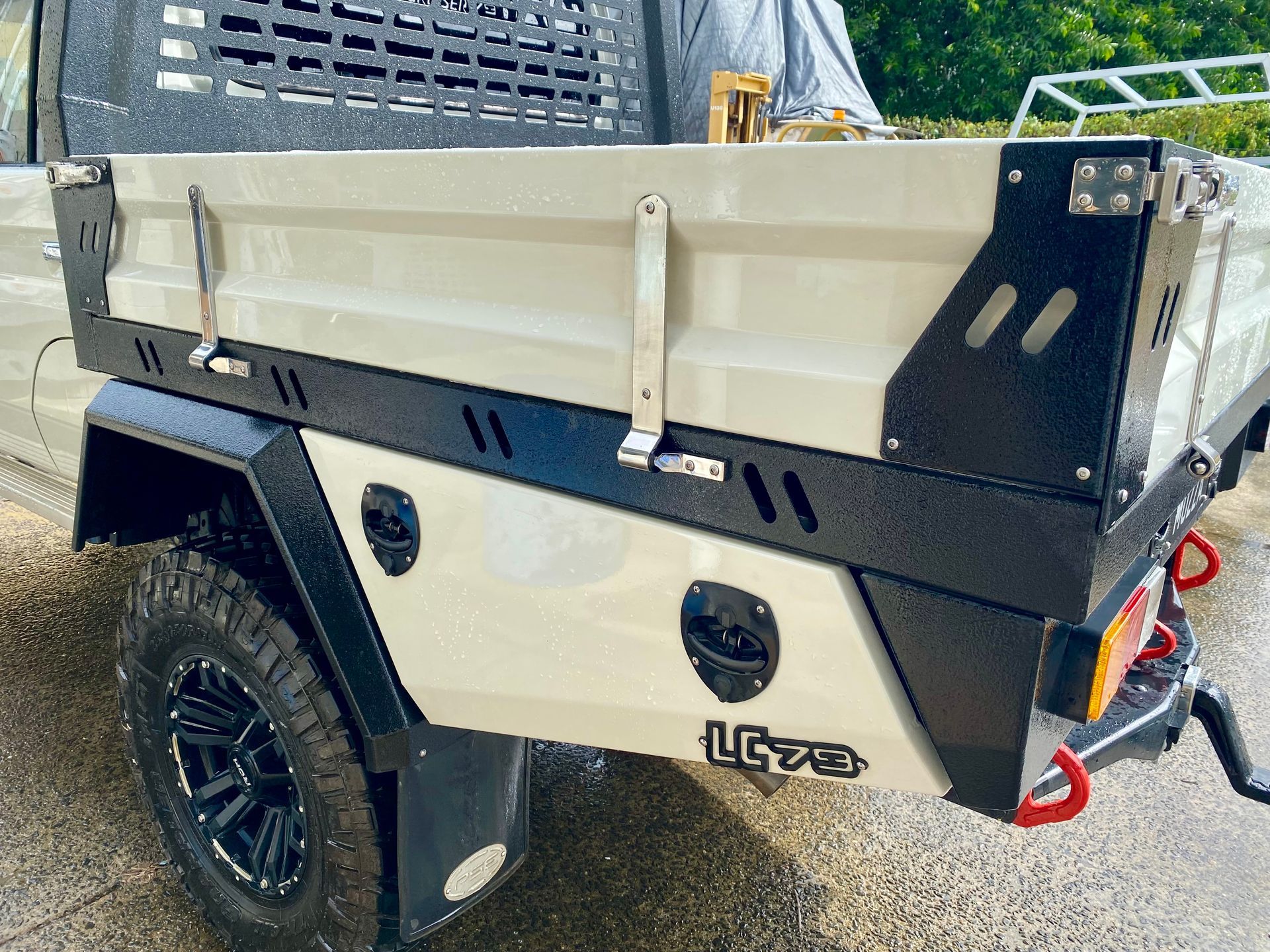 A Truck with A Tray and A Tire Is Parked in A Garage — PSE Stainless Steel Fabrications in Manunda, QLD
