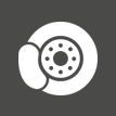White brake disc and caliper icon on a gray background.