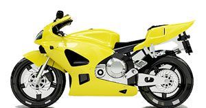 Yellow sport motorcycle, side view.