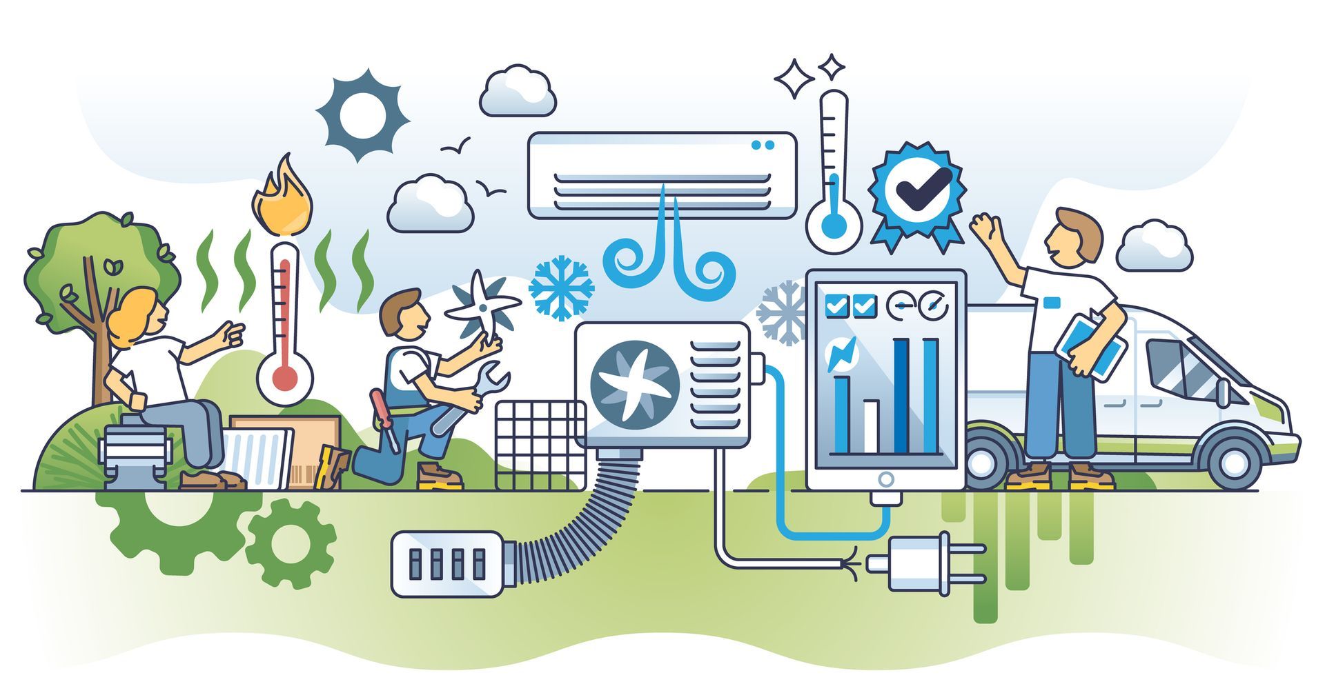 AC repair and conditioning maintenance for effective usage outline concept in Blacklick Ohio.