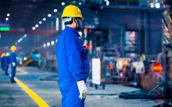 steel factory and worker
