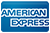 The american express logo is blue and white on a white background.