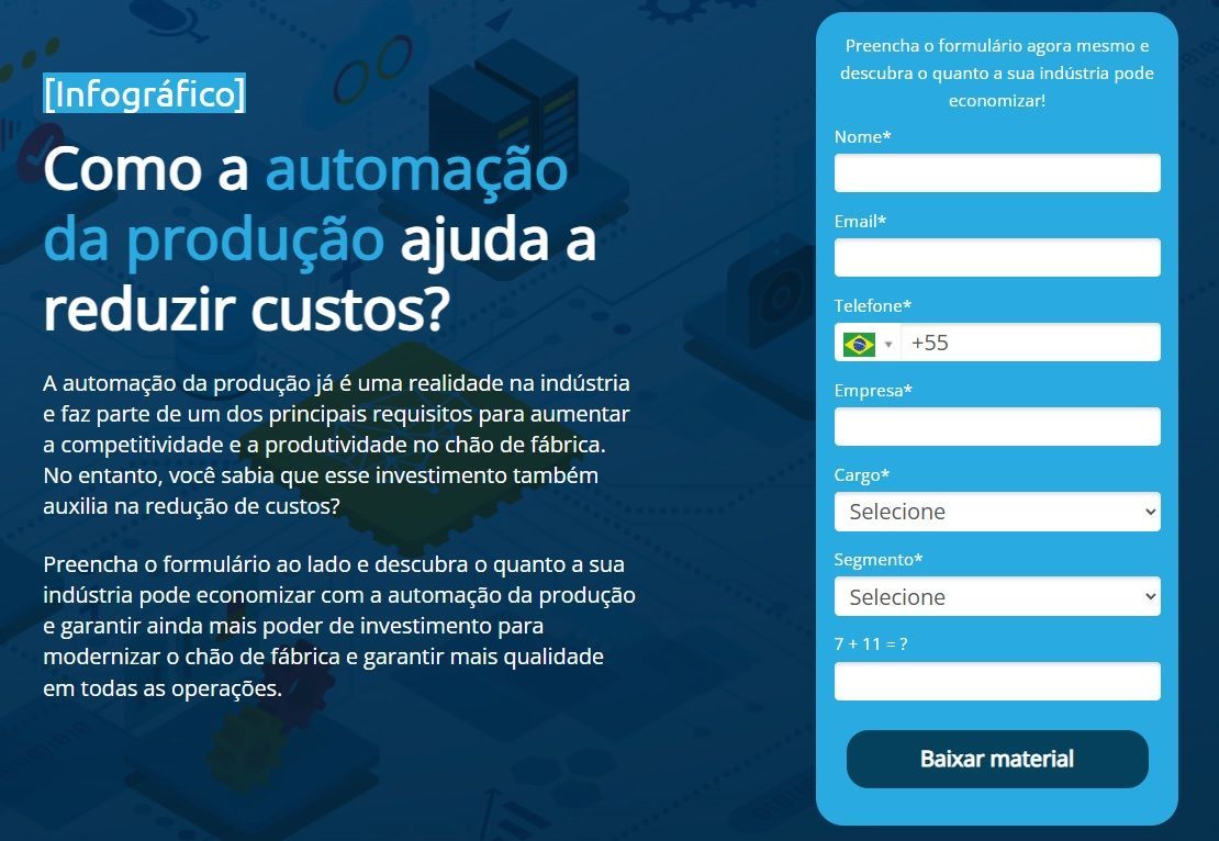 exemplo de formulário em landing pages B2B
