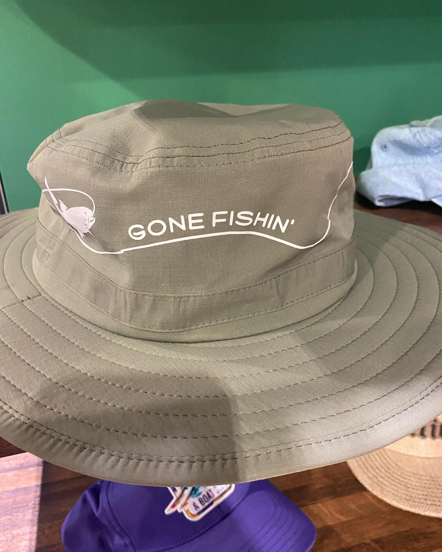 Green fishing hat with 