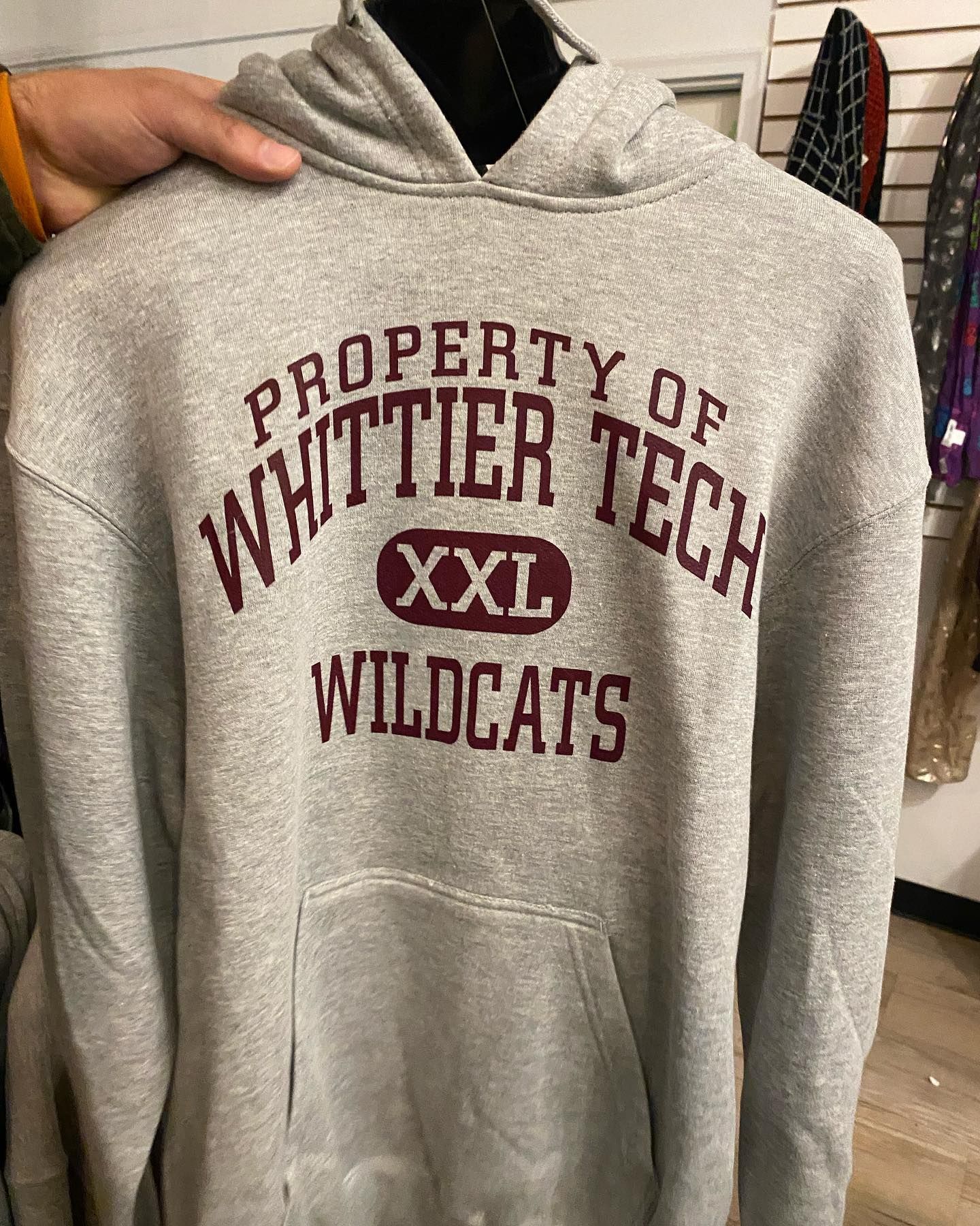 Gray Whittier Tech Wildcats XXL hoodie.