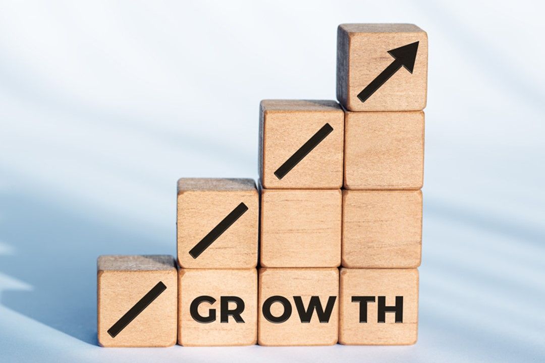 building blocks in the shape of a bar chart with the words growth on them