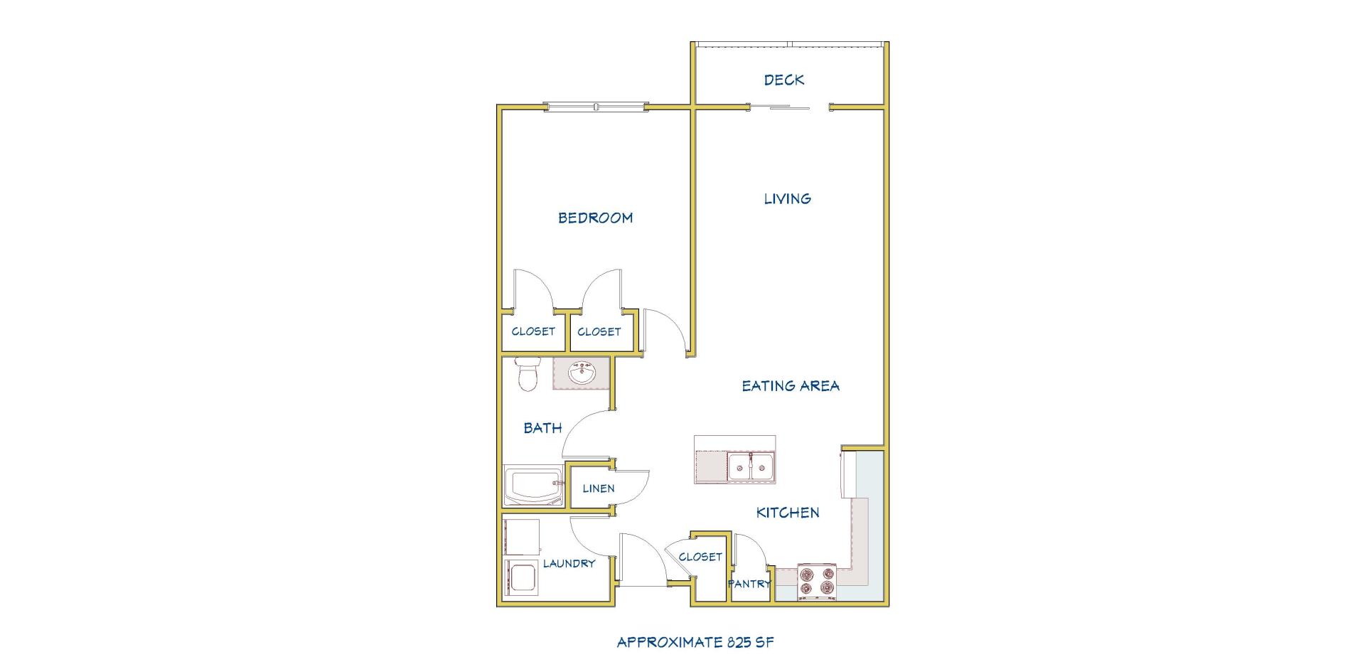 1 Bedroom with Laundry Floorplan