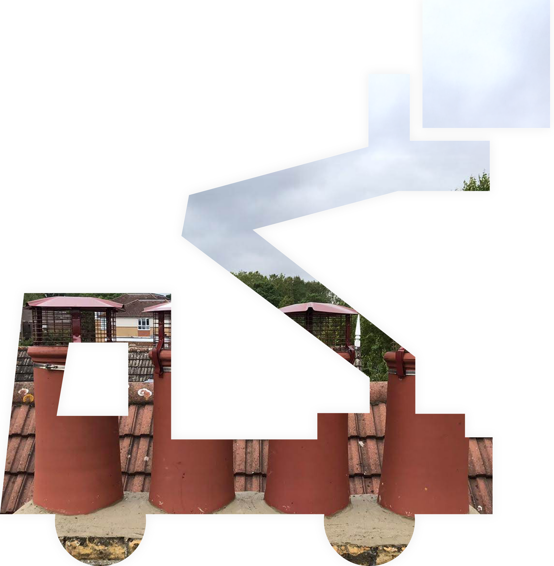 The letter a is cut out of a picture of a roof