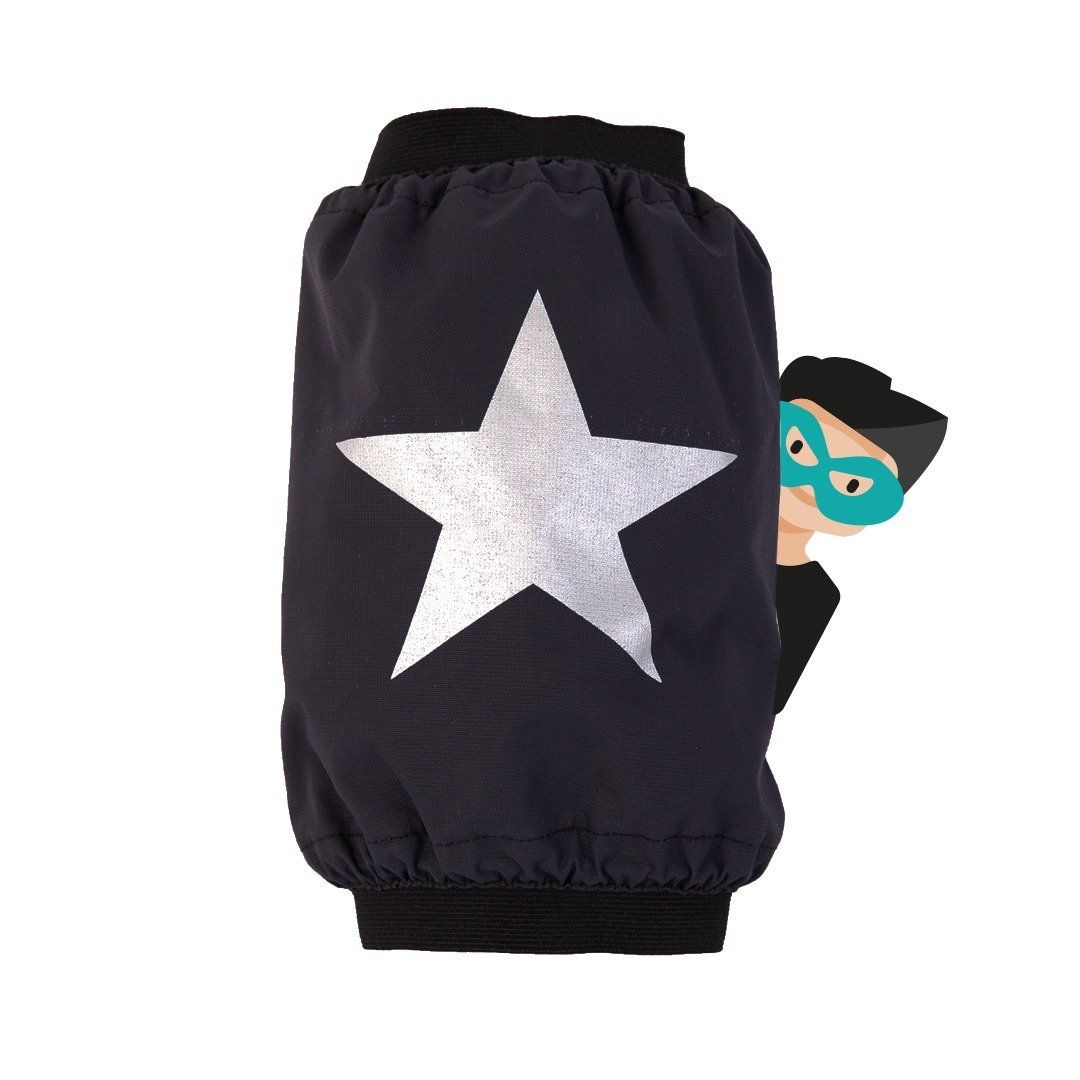 Hosenheld, Vorderseite, Superheld, schwarz, silber Stern