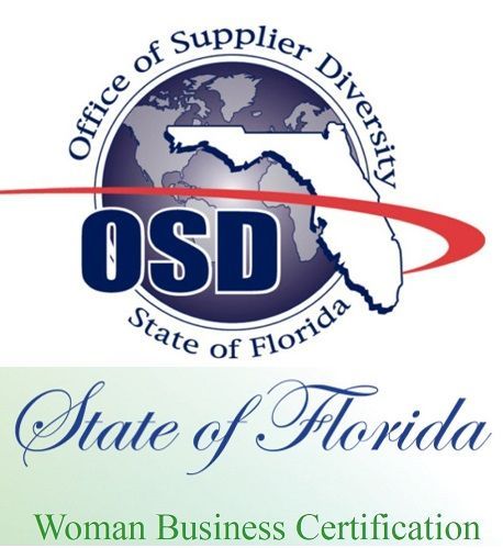 Logo for the Florida Office of Supplier Diversity; globe, OSD initials, Florida outline, and 