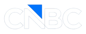 The CNBC logo featuring the letters in white outline with a blue triangle shape above the letter N.