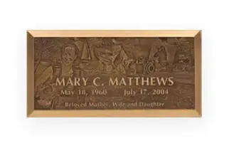 Flat beveled copper grave marker Hiwassee Memorial Gardens in TN