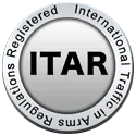 ITAR logo with bold black letters inside a gray circular seal reading 