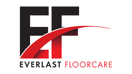 The logo for everlast floorcare is black and red.